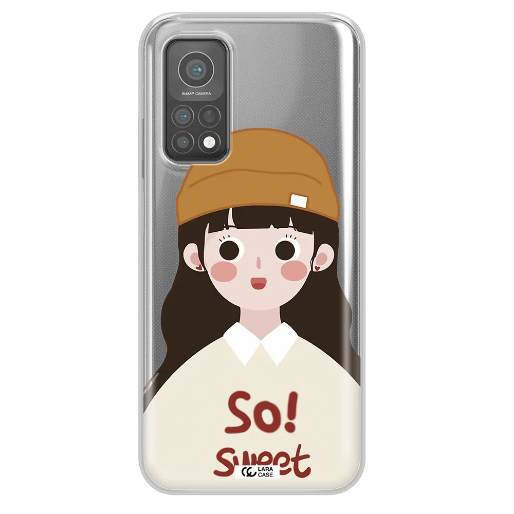 a cartoon of a girl with brown hair Xiaomi Mi 10 T Pro Clear TPU Case