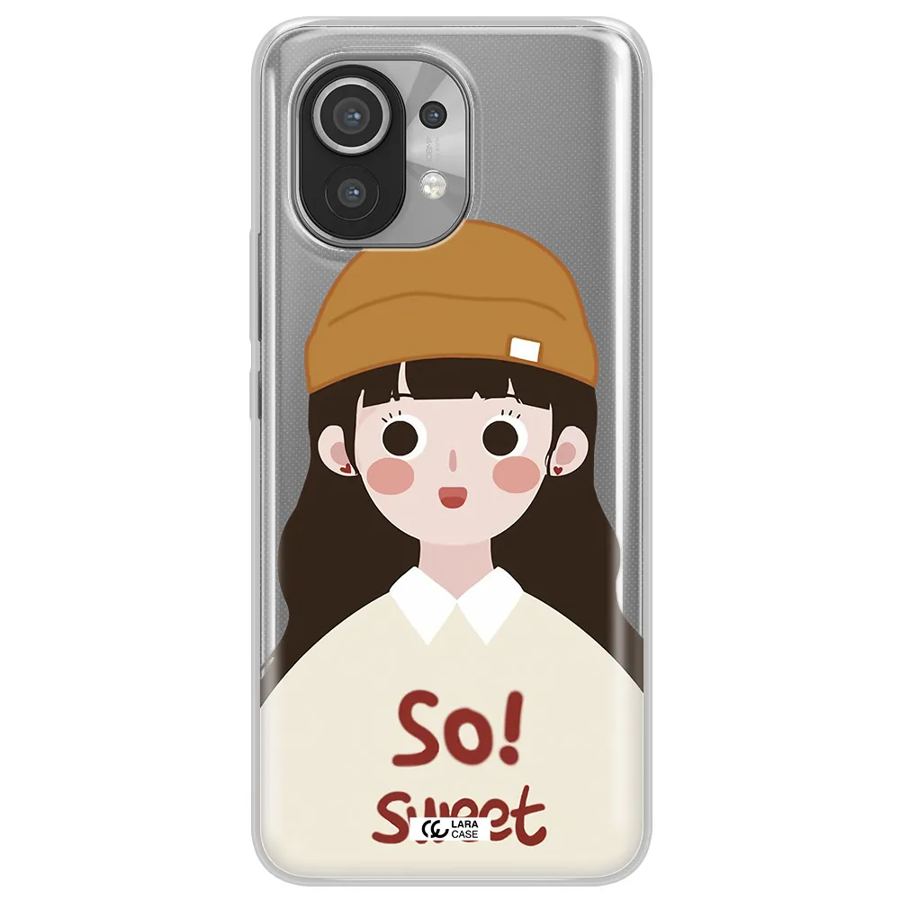a cartoon of a girl with brown hair Xiaomi Mi 11 Clear TPU Case