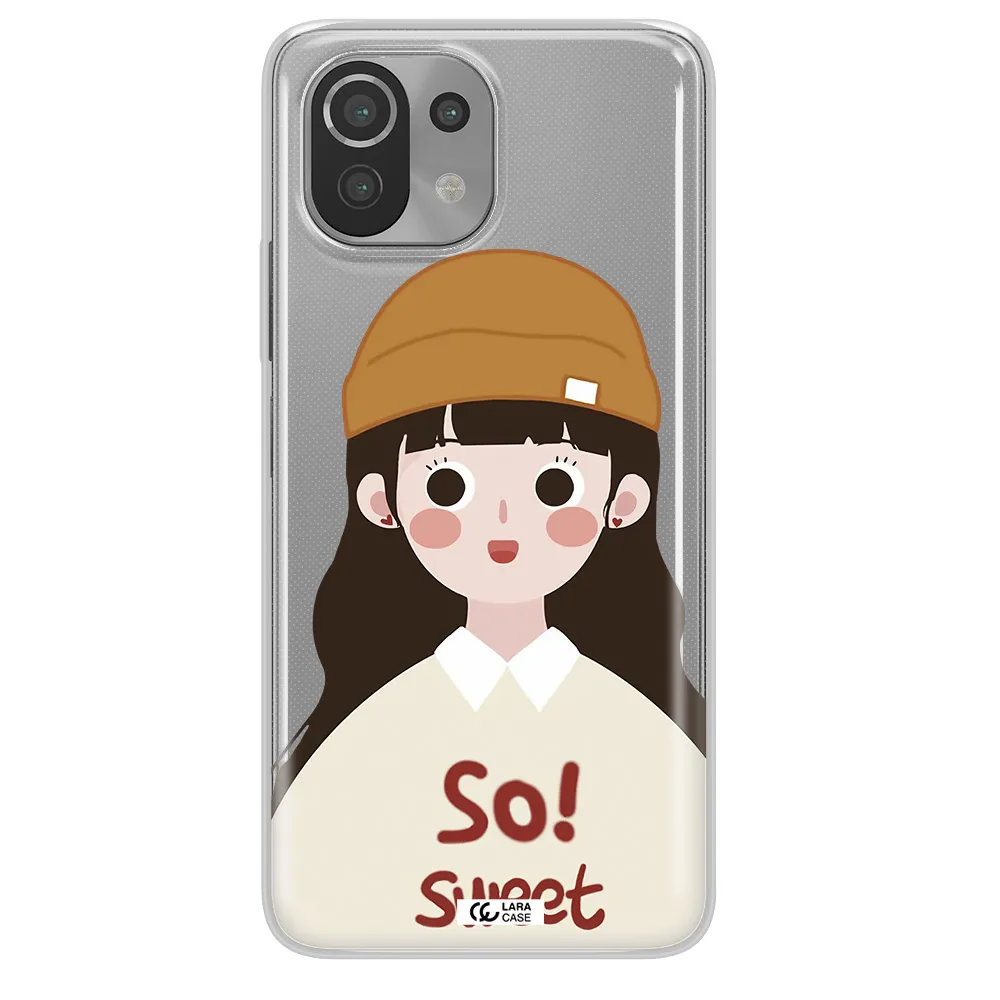 a cartoon of a girl with brown hair Xiaomi Mi 11 Lite Clear TPU Case