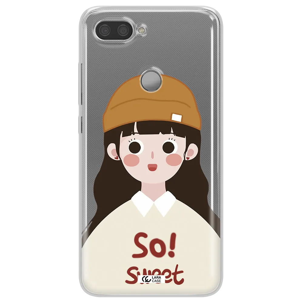 a cartoon of a girl with brown hair Xiaomi Mi 8 Lite Clear TPU Case