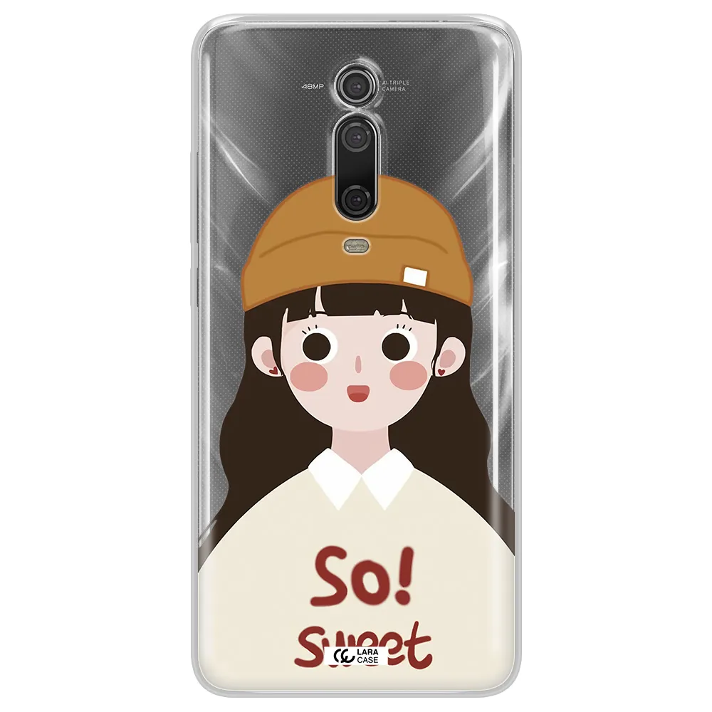 a cartoon of a girl with brown hair Xiaomi Mi 9T Clear TPU Case