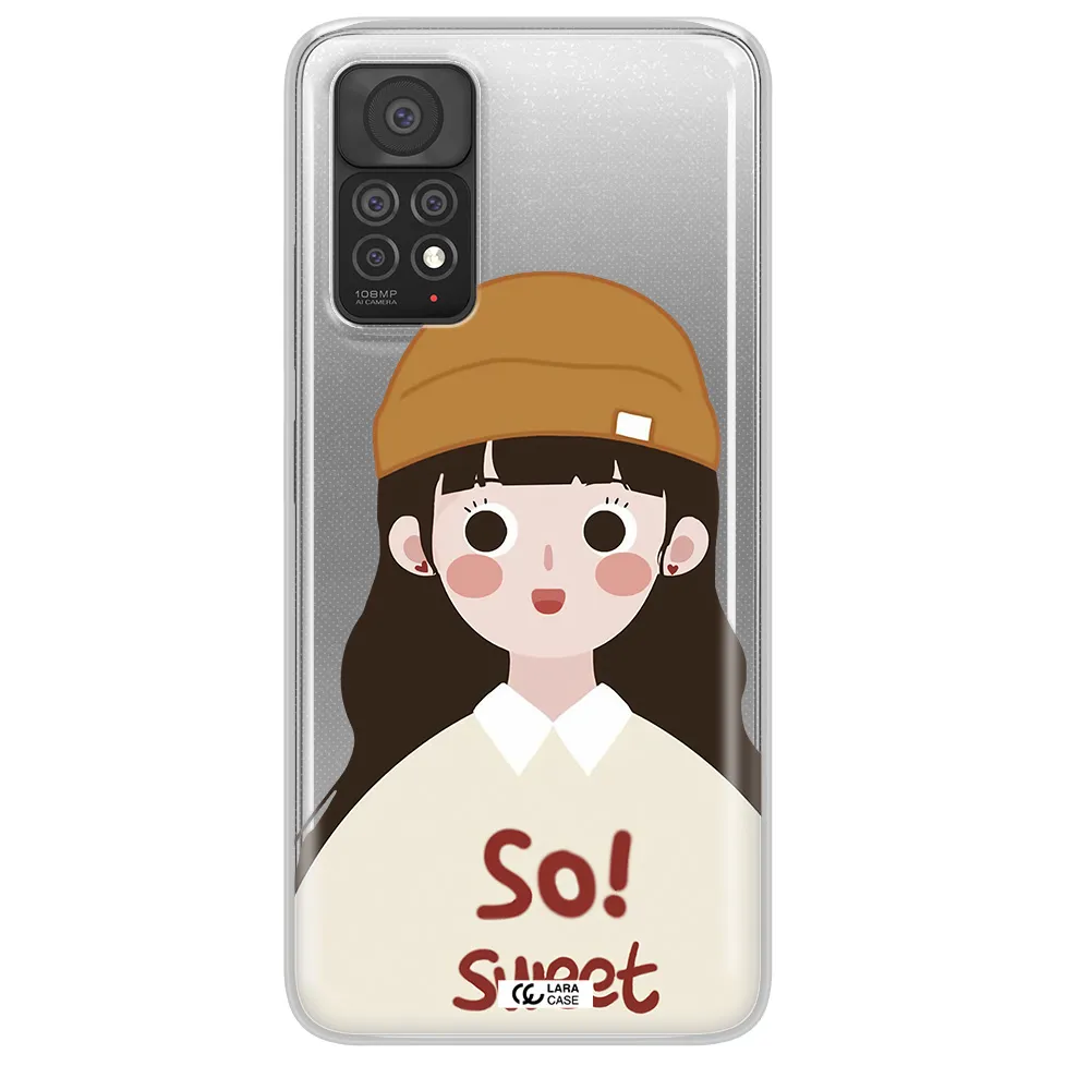 a cartoon of a girl with brown hair Xiaomi Note 11 Pro Clear TPU Case
