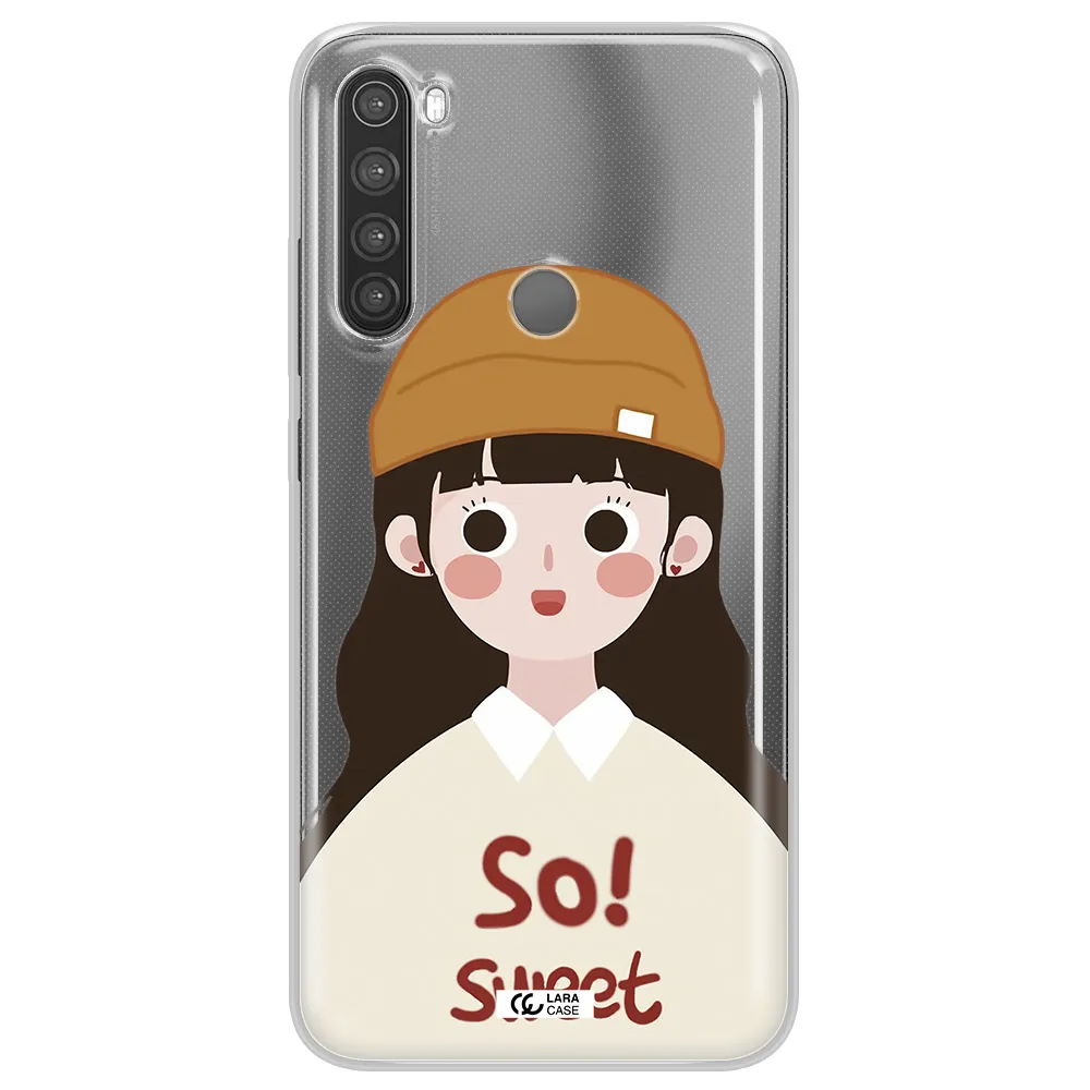 a cartoon of a girl with brown hair Xiaomi Note 8 Clear TPU Case