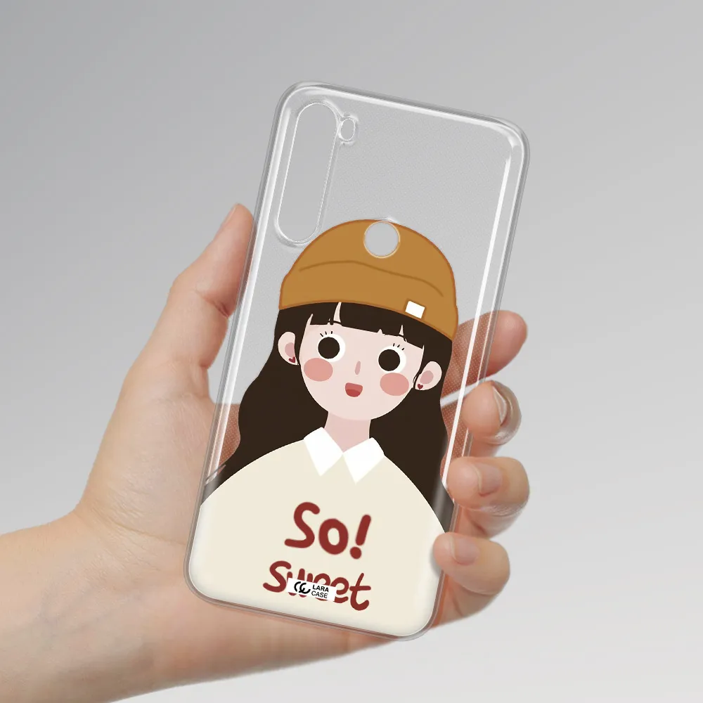 a cartoon of a girl with brown hair Xiaomi Note 8 Clear TPU Case
