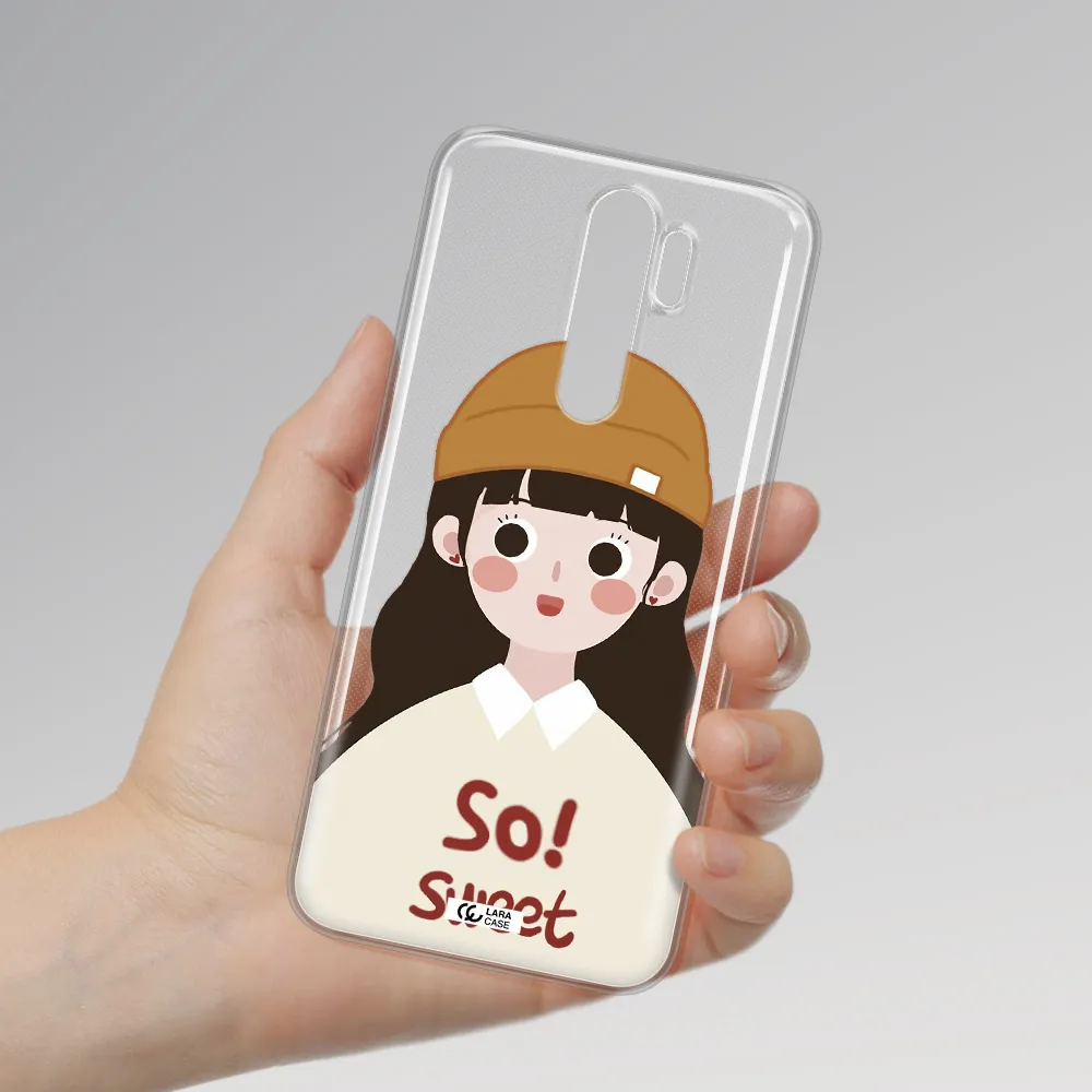 a cartoon of a girl with brown hair Xiaomi Note 8 Pro Clear TPU Case