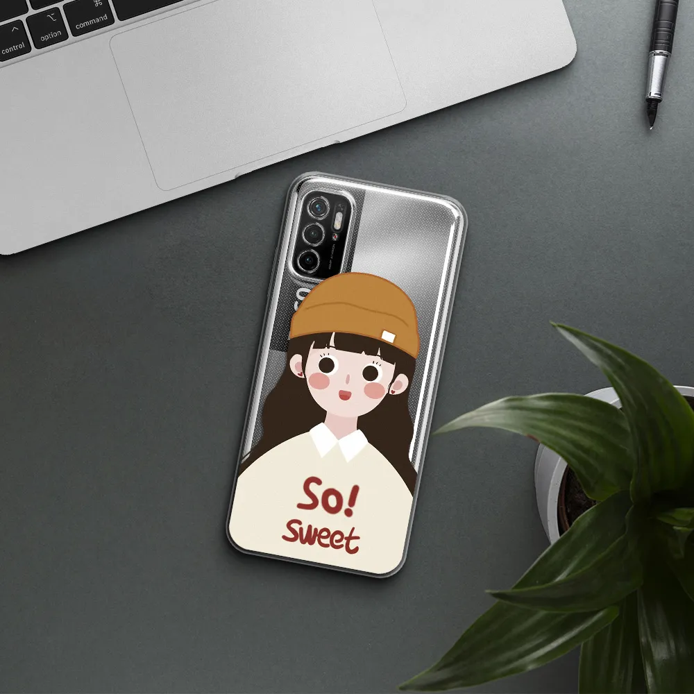 A Cartoon Of A Girl With Brown Hair Xiaomi Poco M3 Pro Clear Tpu Case