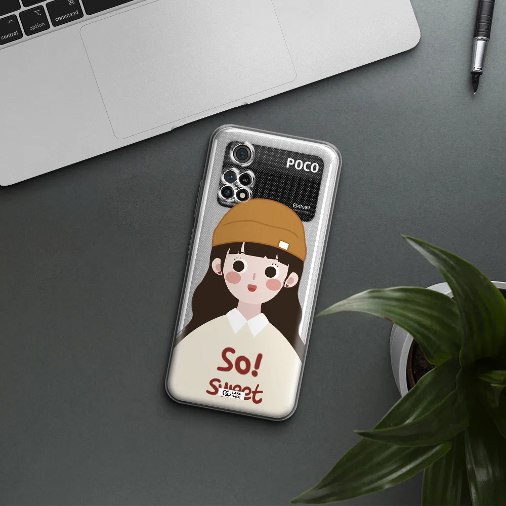 A Cartoon Of A Girl With Brown Hair Xiaomi Poco M4 Pro 4G Clear Tpu Case