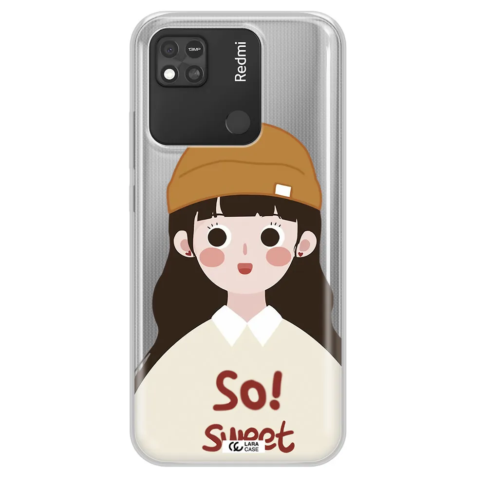a cartoon of a girl with brown hair Xiaomi Redmi 10A Clear TPU Case