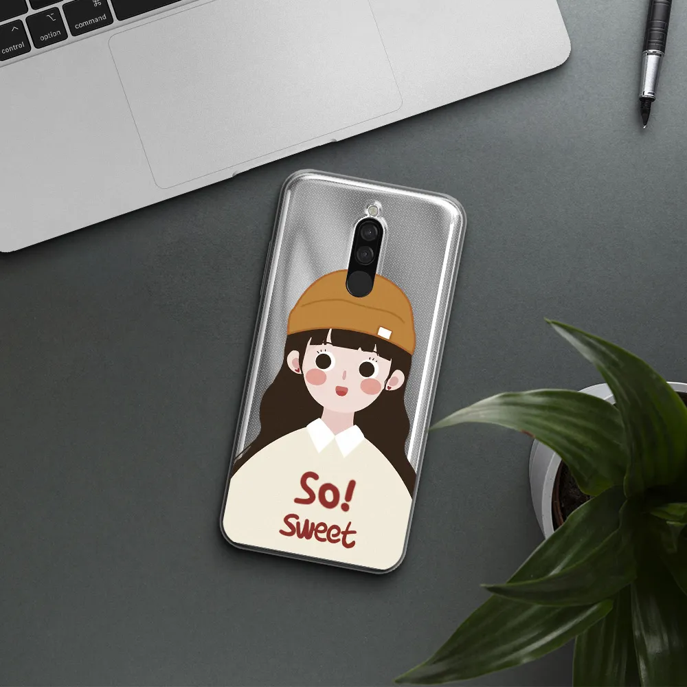 A Cartoon Of A Girl With Brown Hair Xiaomi Redmi 8 Clear Tpu Case
