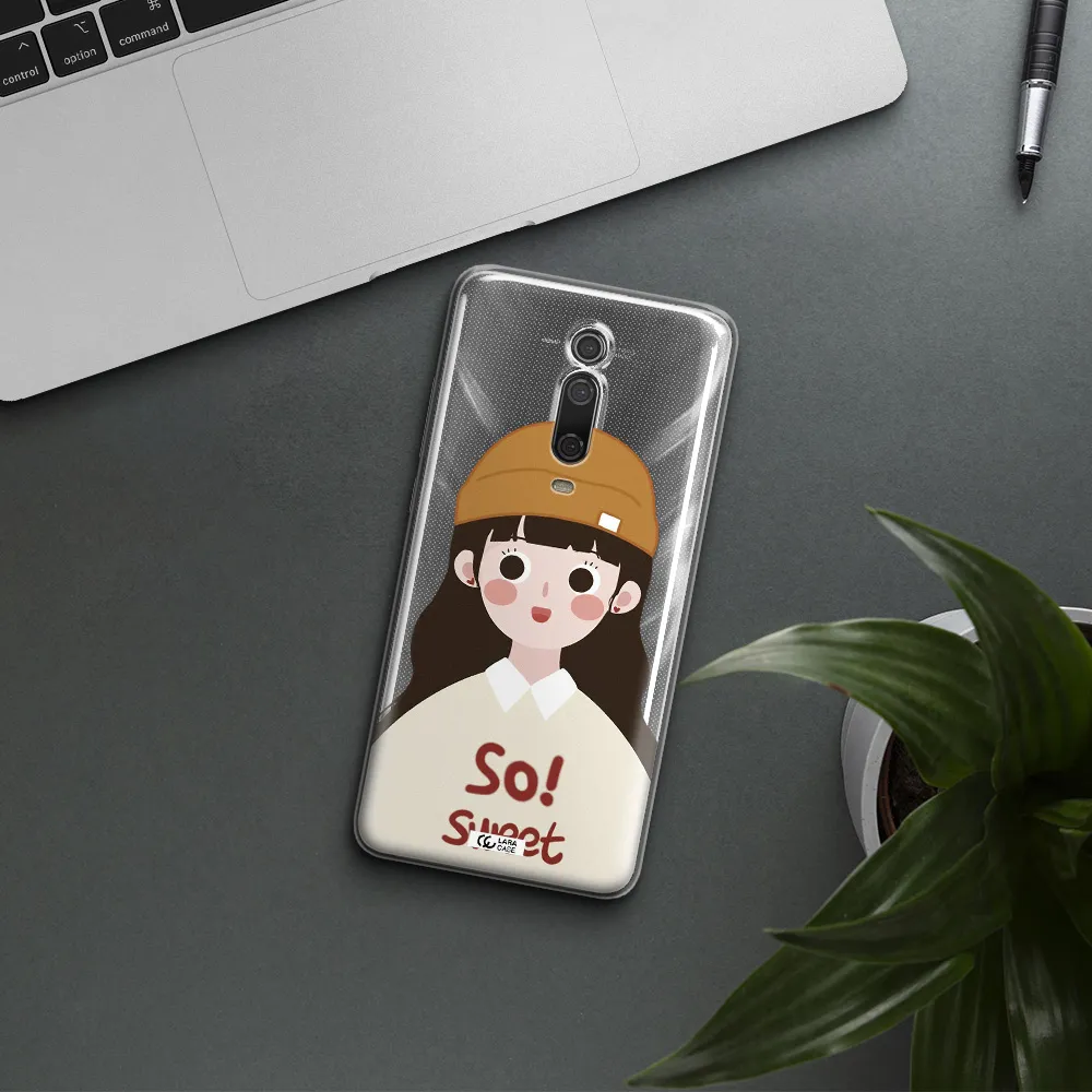 A Cartoon Of A Girl With Brown Hair Xiaomi Redmi K20 Clear Tpu Case