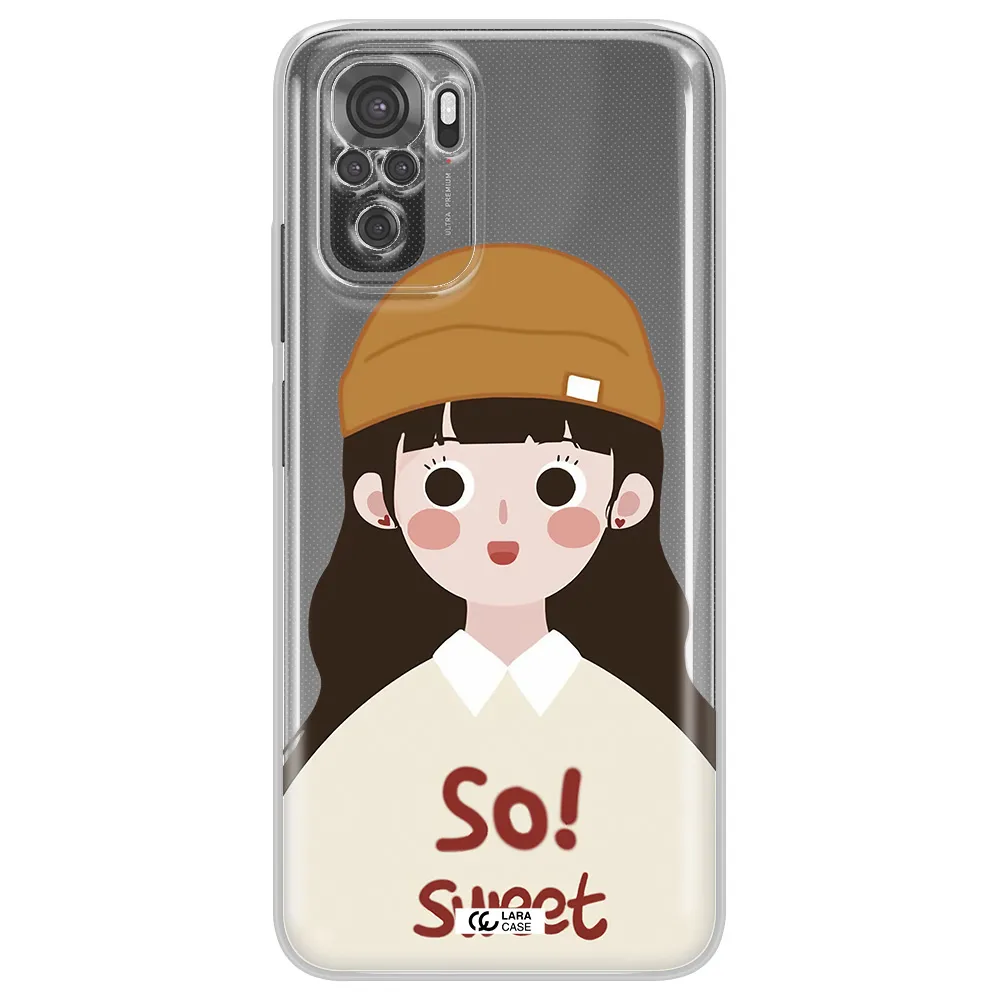 A Cartoon Of A Girl With Brown Hair Xiaomi Redmi Note 10S Clear Tpu Case
