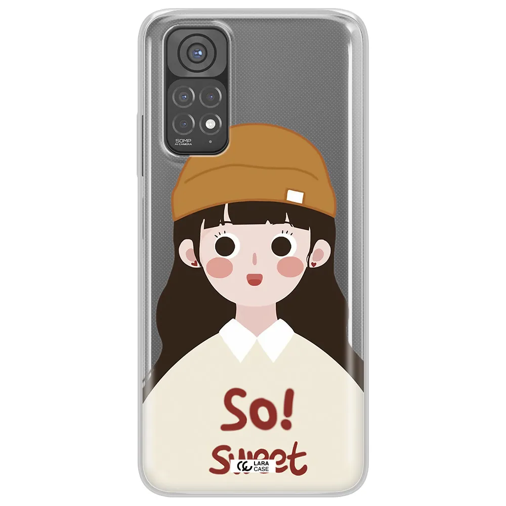 a cartoon of a girl with brown hair Xiaomi Redmi Note 11 Clear TPU Case