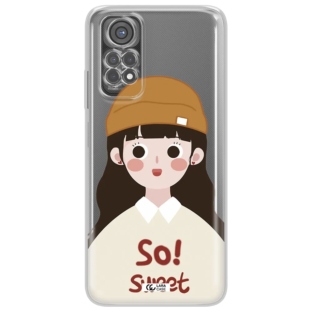 A Cartoon Of A Girl With Brown Hair Xiaomi Redmi Note 11S Clear Tpu Case