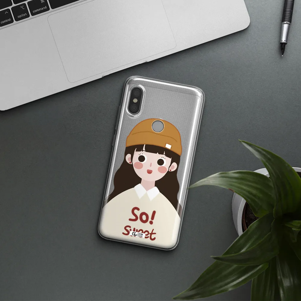 a cartoon of a girl with brown hair Xiaomi Redmi Note 6 Pro Clear TPU Case