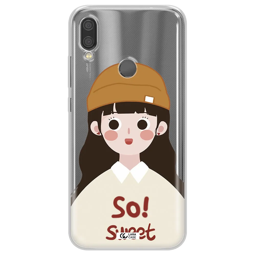 a cartoon of a girl with brown hair Xiaomi Redmi Note 7 Clear TPU Case