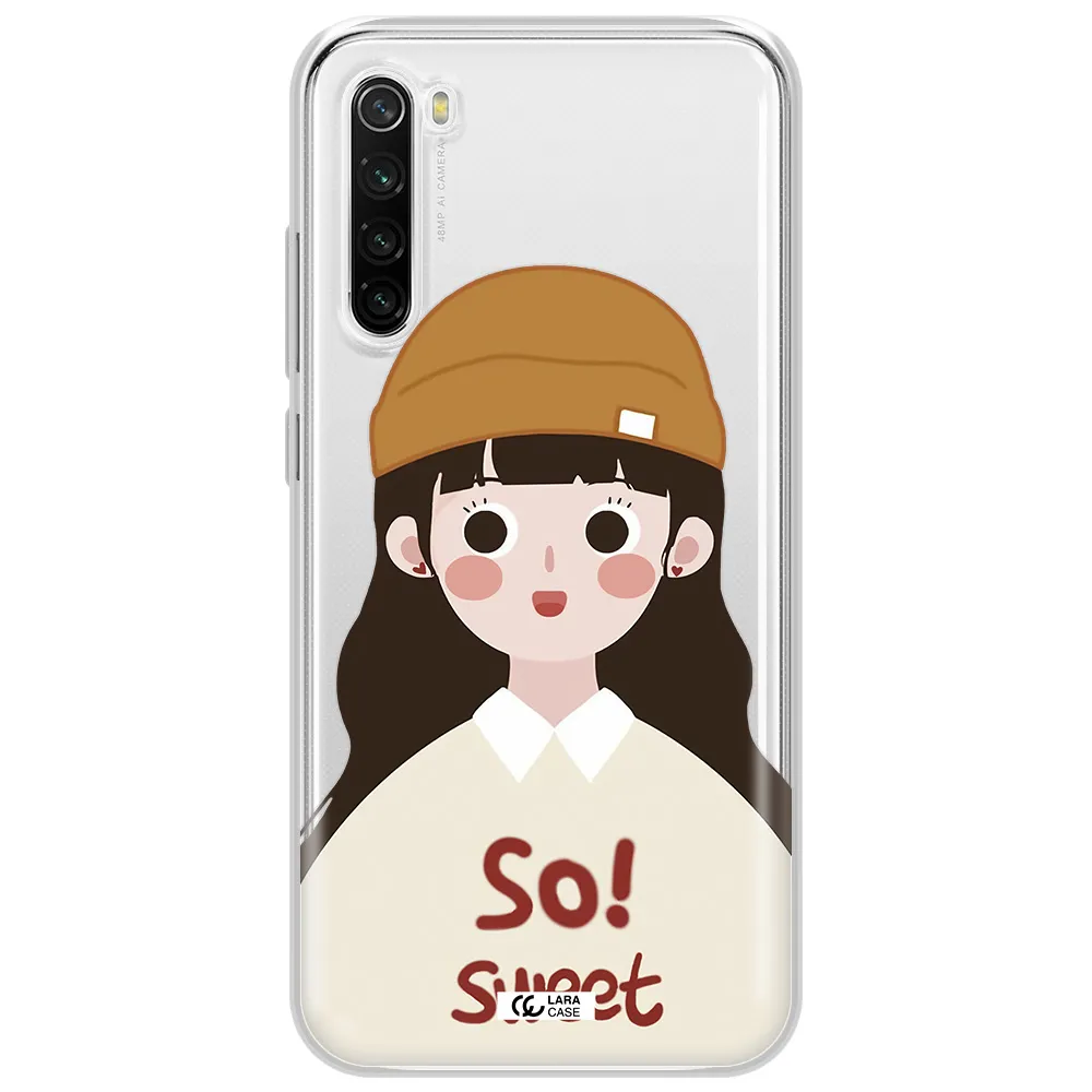 A Cartoon Of A Girl With Brown Hair Xiaomi Redmi Note 8T Clear Tpu Case