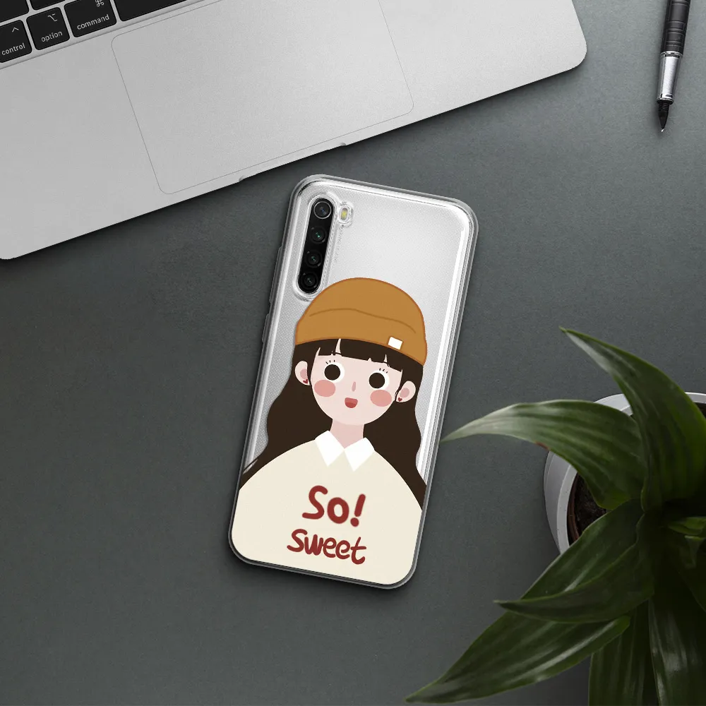 A Cartoon Of A Girl With Brown Hair Xiaomi Redmi Note 8T Clear Tpu Case