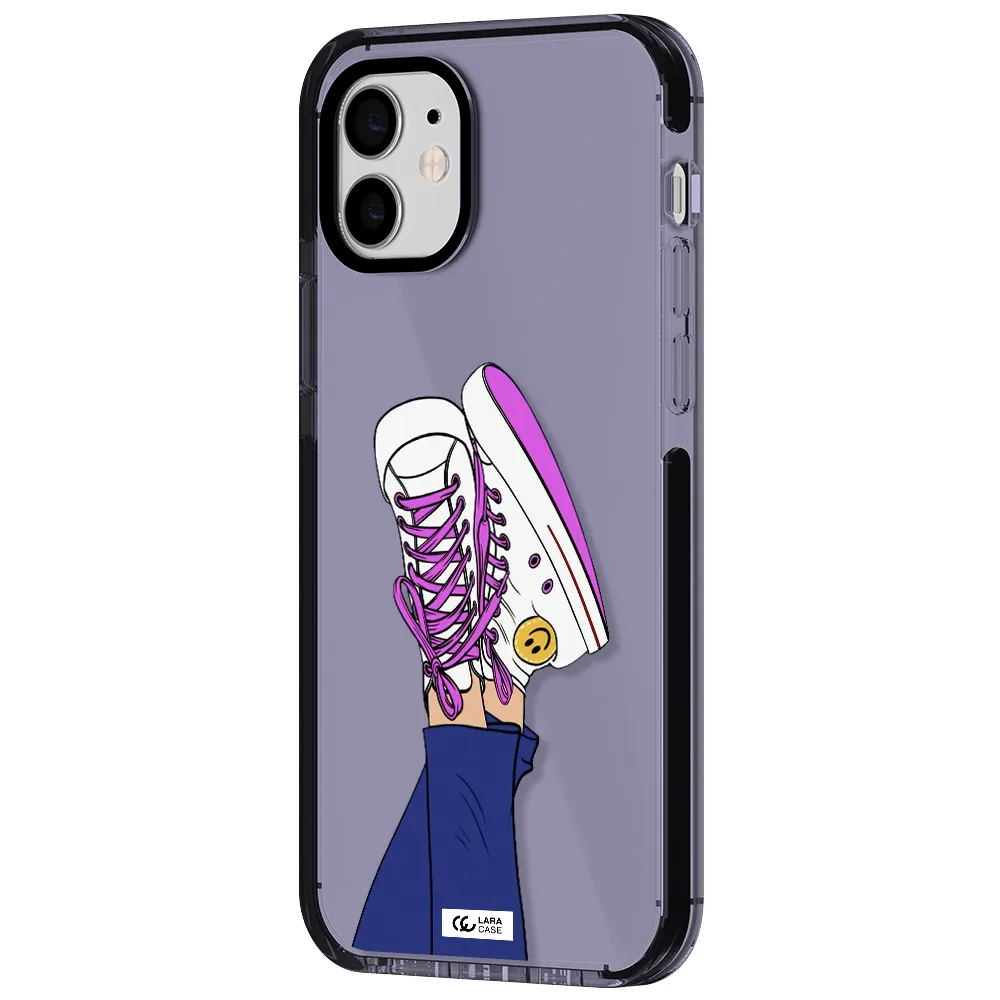 a cartoon of a person's feet with purple shoes Apple iPhone 11 impact Lilac Case