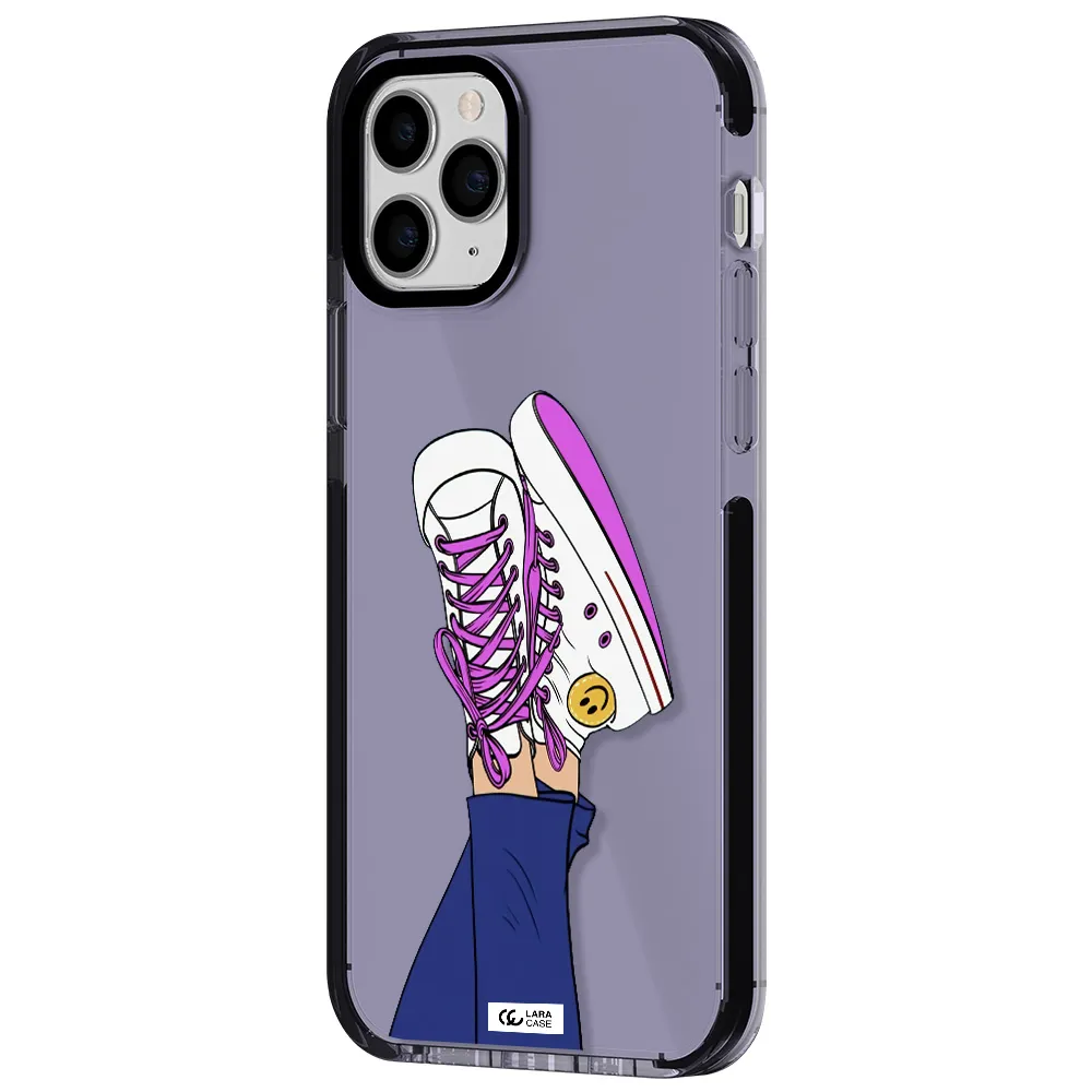 a cartoon of a person's feet with purple shoes Apple iPhone 11 pro impact Lilac Case