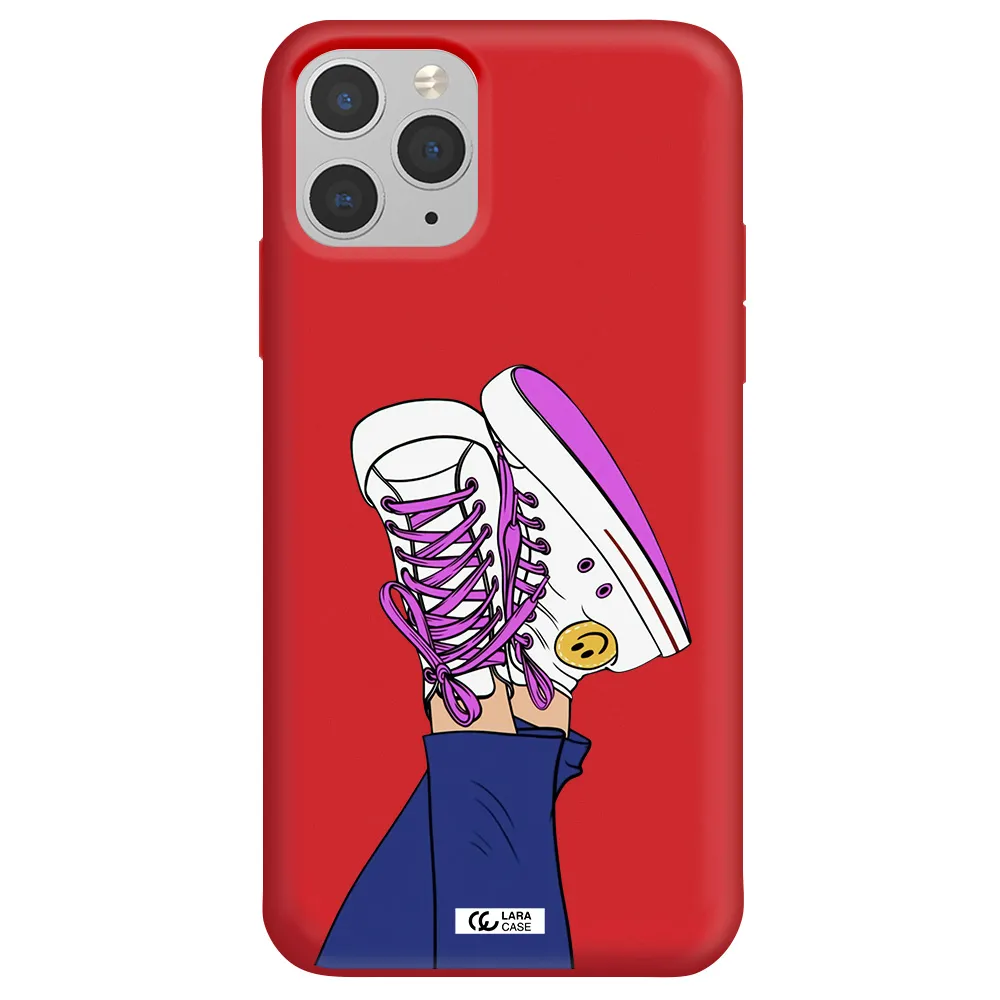 a cartoon of a person's feet with purple shoes Apple iPhone 11 pro max Silicone Imperial Red Case