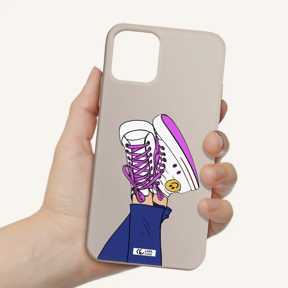 a cartoon of a person's feet with purple shoes Apple iPhone 11 pro max Silicone Stone Case