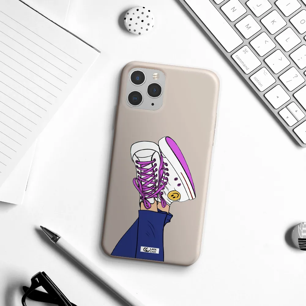 a cartoon of a person's feet with purple shoes Apple iPhone 11 pro max Silicone Stone Case
