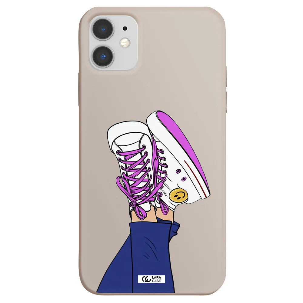 a cartoon of a person's feet with purple shoes Apple iPhone 11 Silicone Stone Case