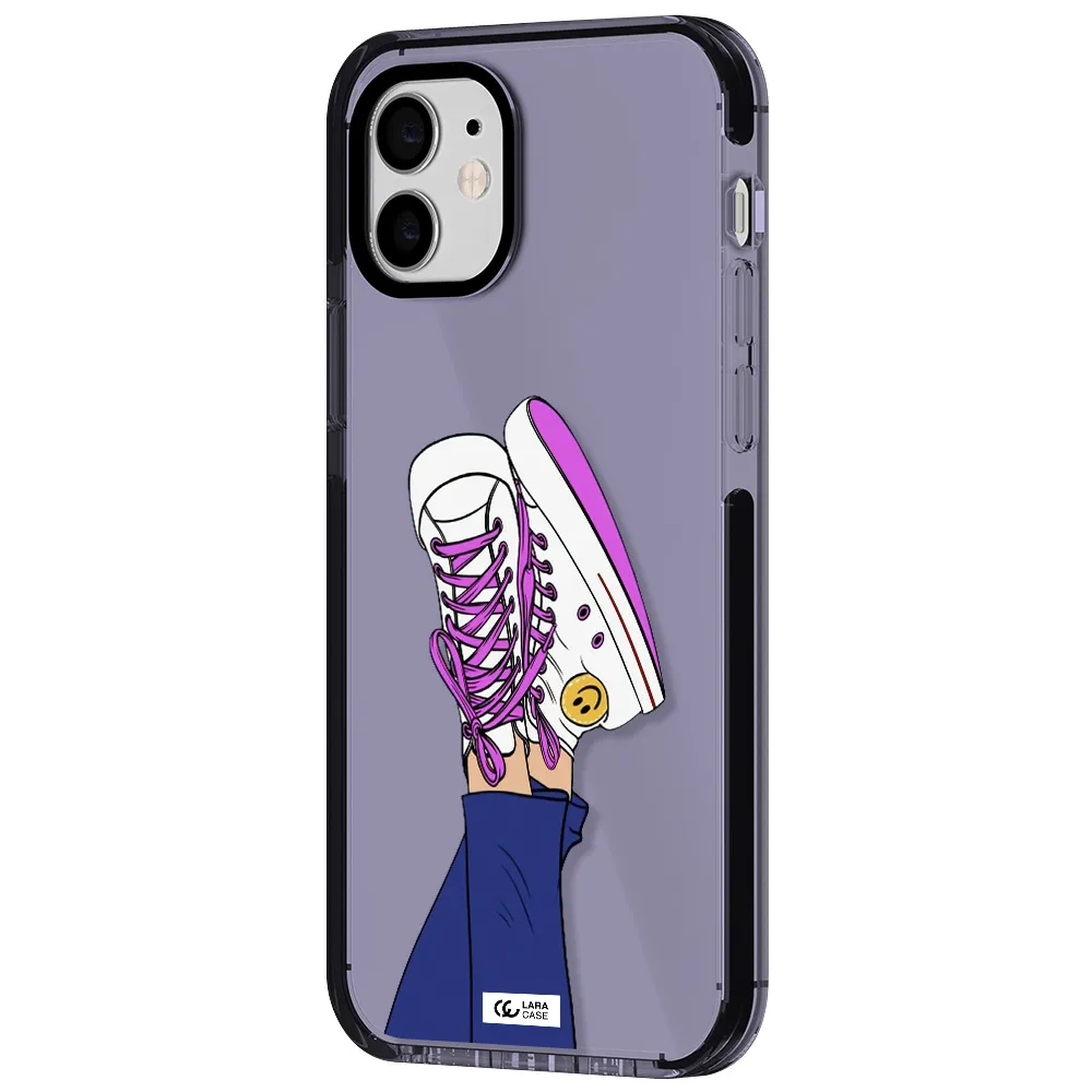 a cartoon of a person's feet with purple shoes Apple iPhone 12 impact Lilac Case
