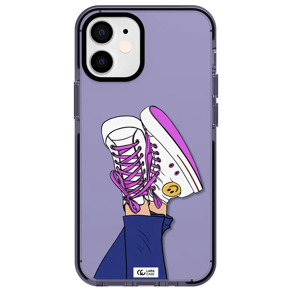 a cartoon of a person's feet with purple shoes Apple iPhone 12 mini impact Lilac Case