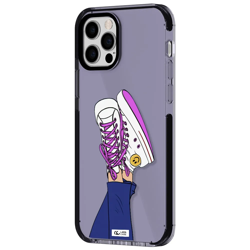 a cartoon of a person's feet with purple shoes Apple iPhone 12 pro impact Lilac Case