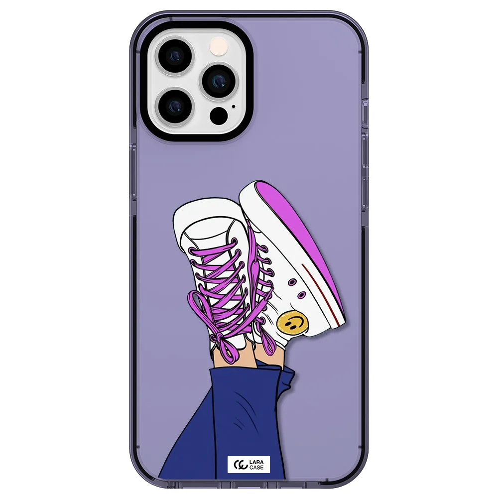 a cartoon of a person's feet with purple shoes Apple iPhone 12 pro max impact Lilac Case