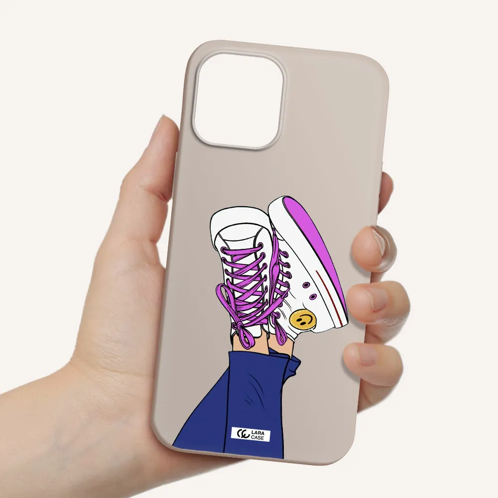a cartoon of a person's feet with purple shoes Apple iPhone 12 pro max Silicone Stone Case