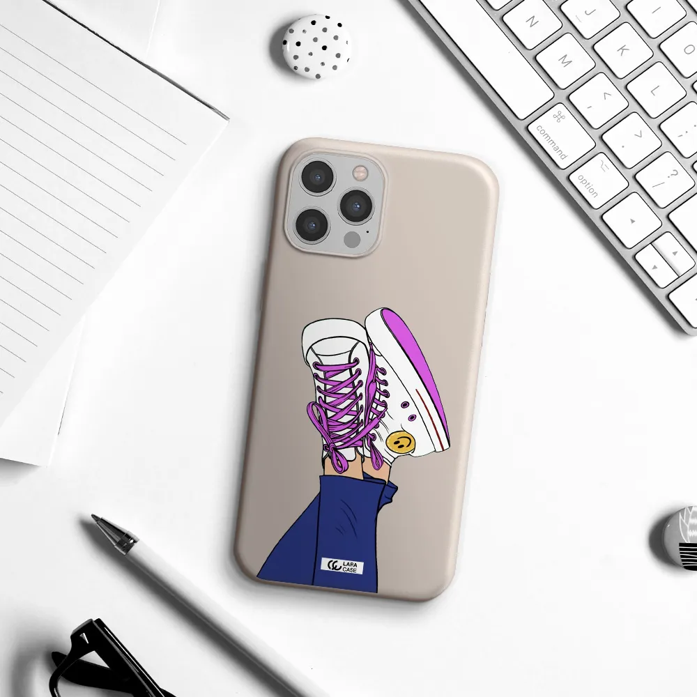 a cartoon of a person's feet with purple shoes Apple iPhone 12 pro max Silicone Stone Case