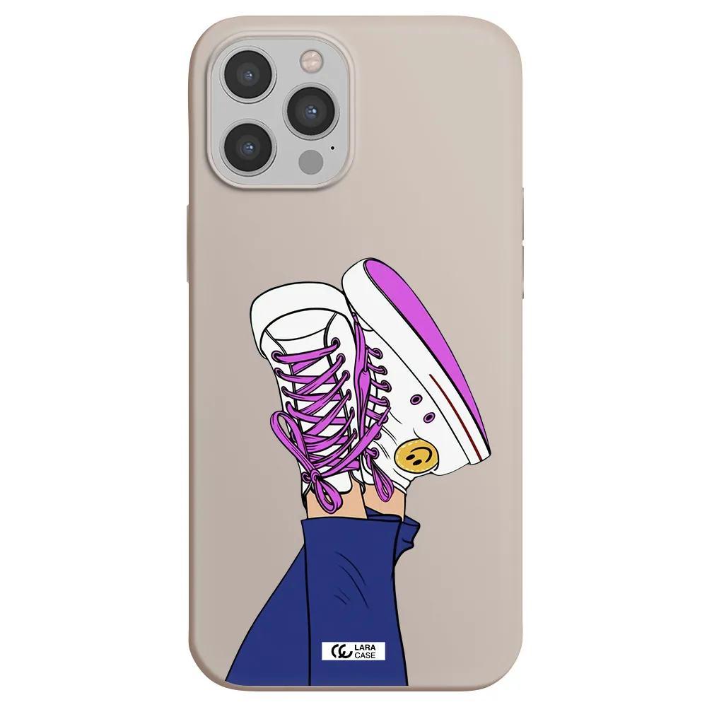a cartoon of a person's feet with purple shoes Apple iPhone 12 pro Silicone Stone Case