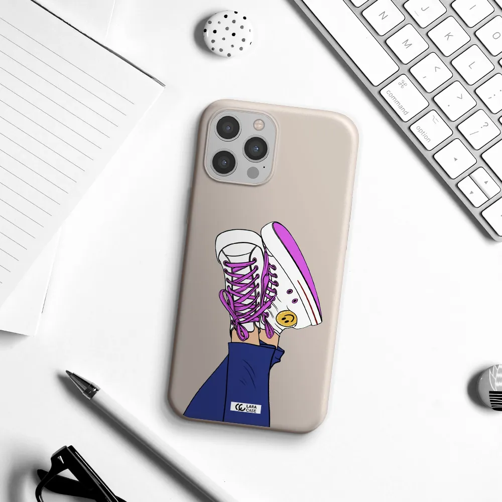 a cartoon of a person's feet with purple shoes Apple iPhone 12 pro Silicone Stone Case
