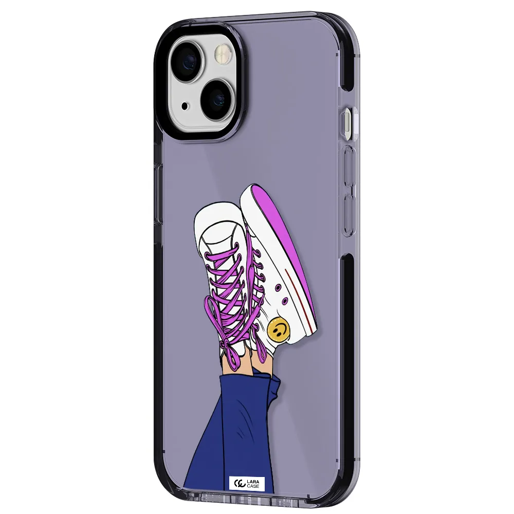 a cartoon of a person's feet with purple shoes Apple iPhone 13 impact Lilac Case
