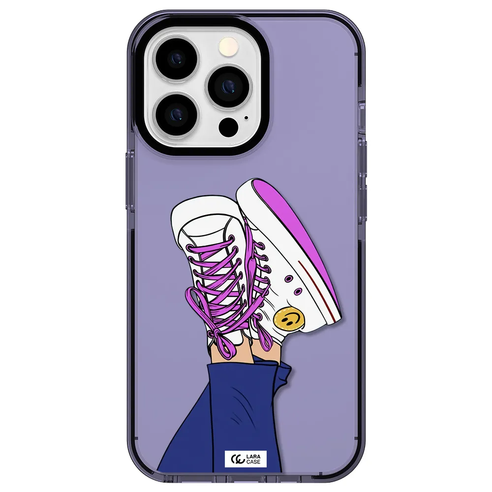 a cartoon of a person's feet with purple shoes Apple iPhone 13 Pro impact Lilac Case