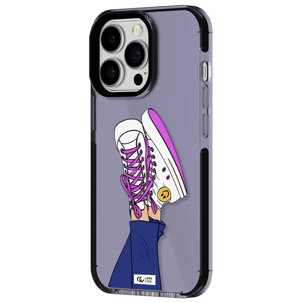 a cartoon of a person's feet with purple shoes Apple iPhone 13 Pro impact Lilac Case