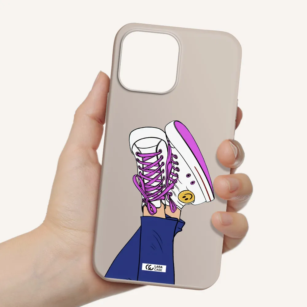 a cartoon of a person's feet with purple shoes Apple iPhone 13 Pro Max Silicone Stone Case