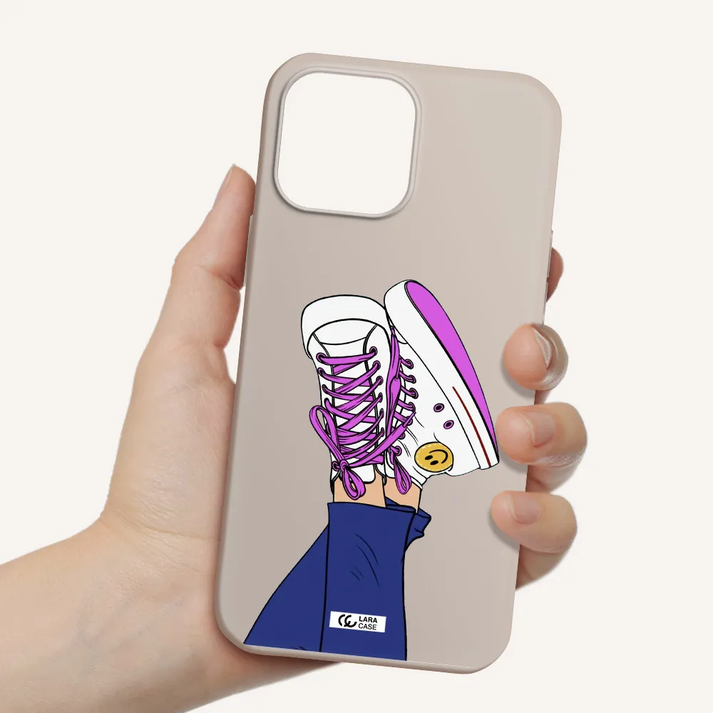 a cartoon of a person's feet with purple shoes Apple iPhone 13 Pro Silicone Stone Case