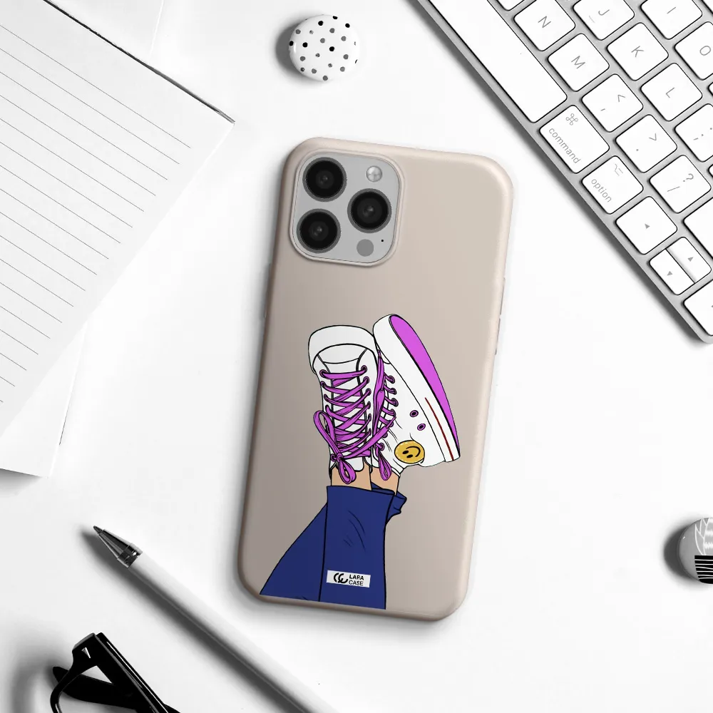 a cartoon of a person's feet with purple shoes Apple iPhone 13 Pro Silicone Stone Case