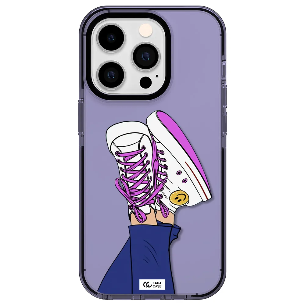 a cartoon of a person's feet with purple shoes Apple iPhone 14 pro impact Lilac Case