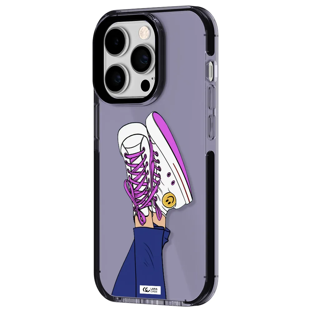 a cartoon of a person's feet with purple shoes Apple iPhone 14 pro impact Lilac Case