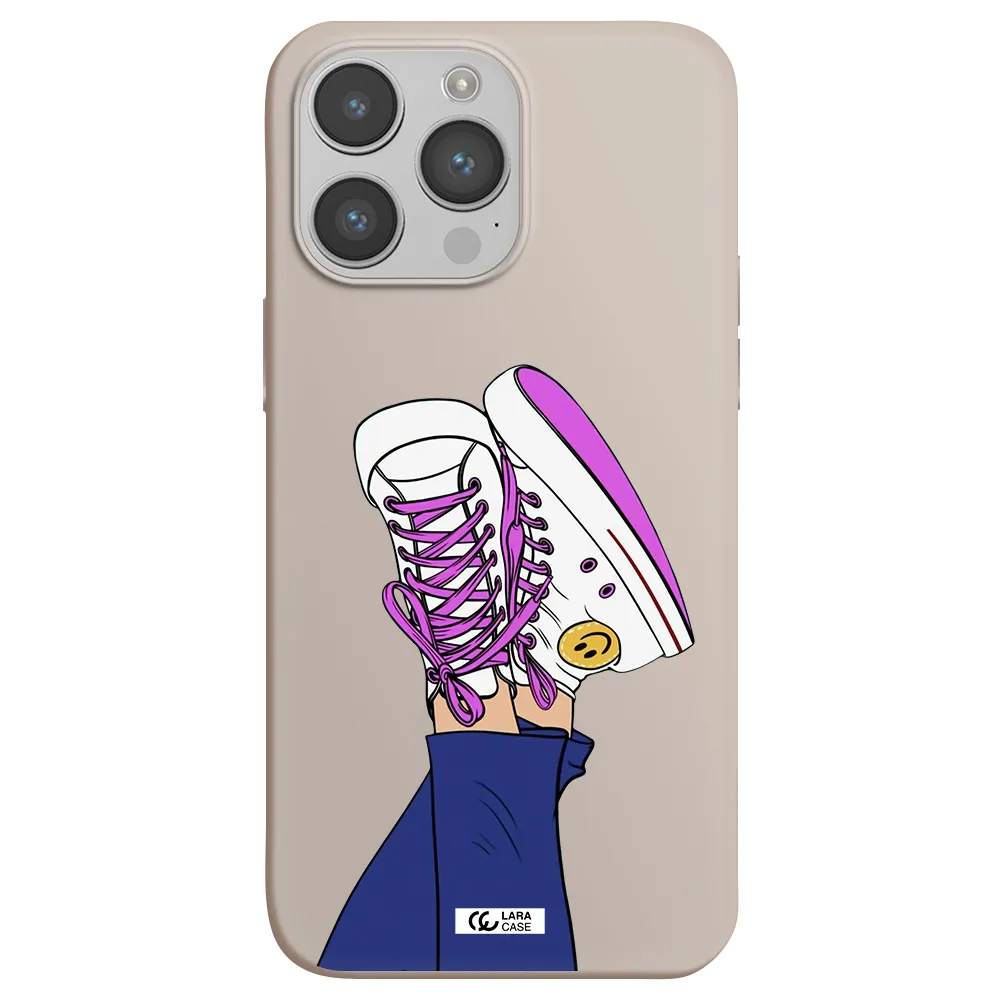 a cartoon of a person's feet with purple shoes Apple iPhone 14 pro max Silicone Stone Case