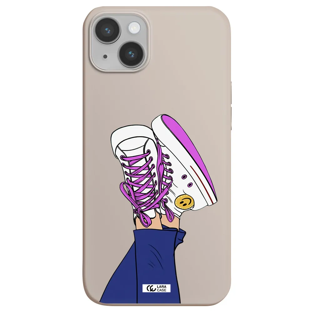 a cartoon of a person's feet with purple shoes Apple iPhone 14 Silicone Stone Case