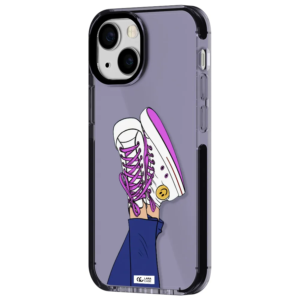 a cartoon of a person's feet with purple shoes Apple iPhone 15 impact Lilac Case