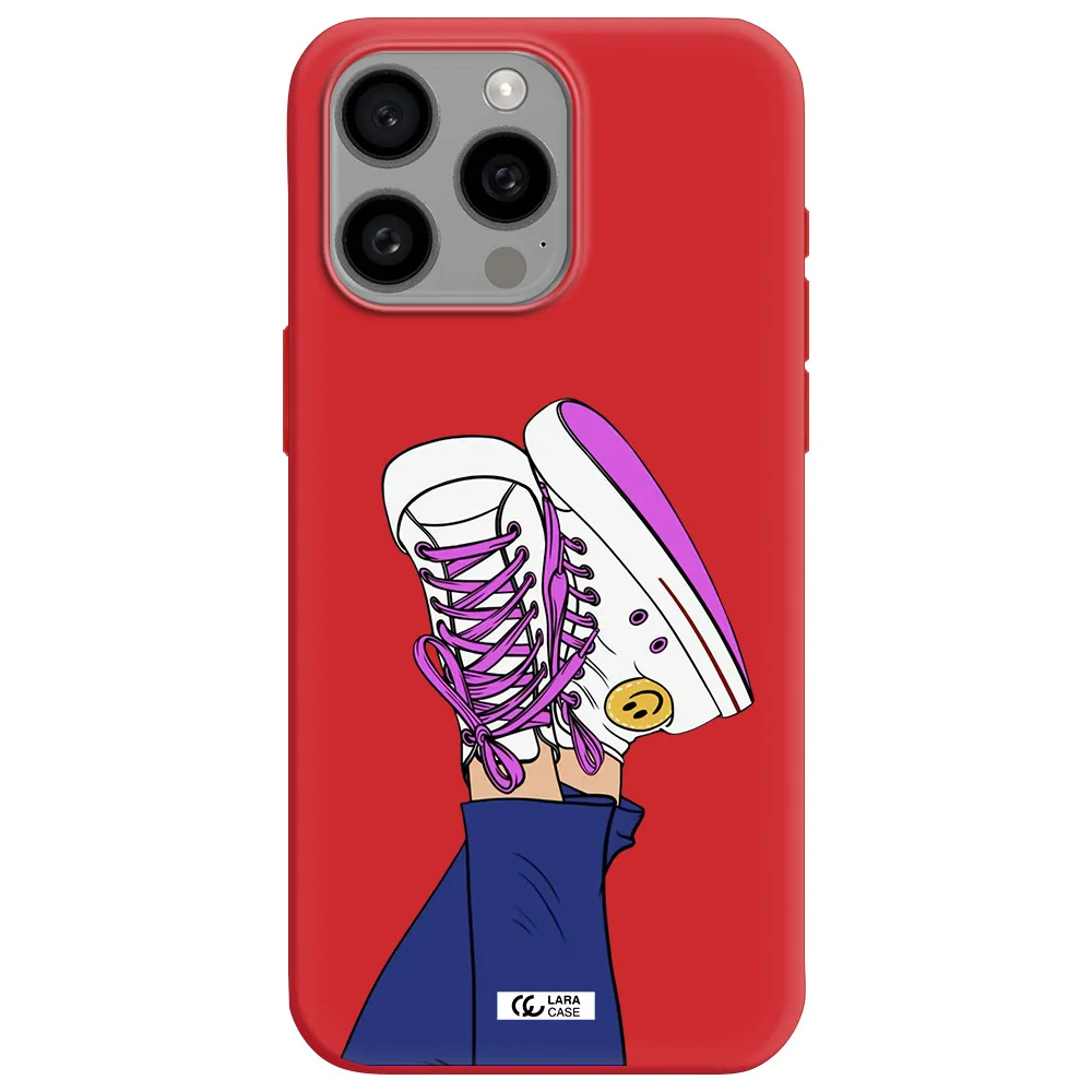A Cartoon Of A Person's Feet With Purple Shoes Apple Iphone 15 Pro Max Silicone Imperial Red Case