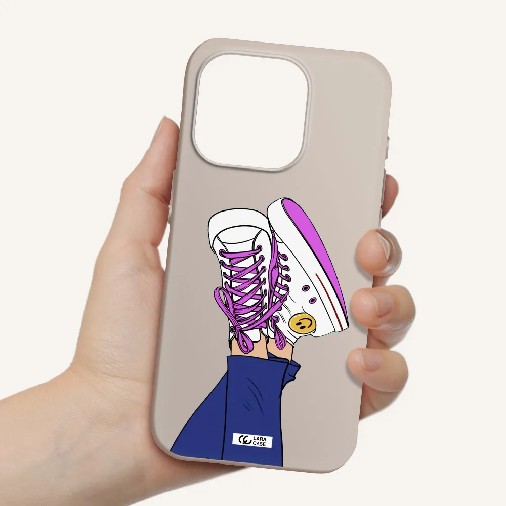 A Cartoon Of A Person's Feet With Purple Shoes Apple Iphone 15 Pro Silicone Stone Case