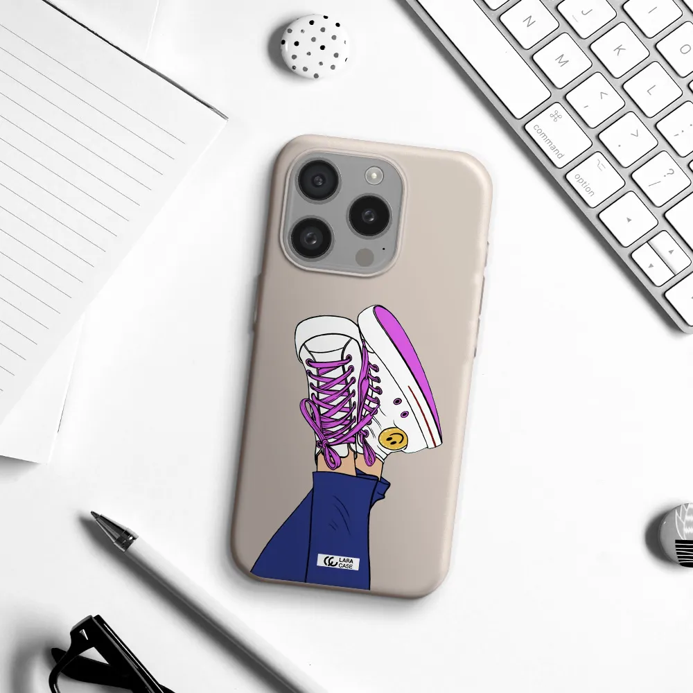 A Cartoon Of A Person's Feet With Purple Shoes Apple Iphone 15 Pro Silicone Stone Case