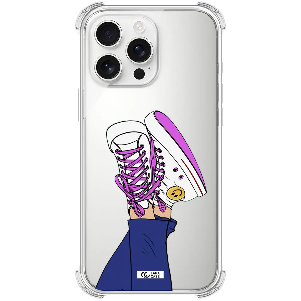 A Cartoon Of A Person's Feet With Purple Shoes Apple Iphone 16 Pro Max Clear Pc Case